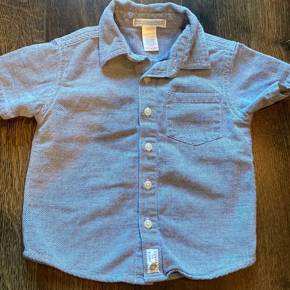 Janie and Jack baby boys button up short sleeve shirt 12 18 months